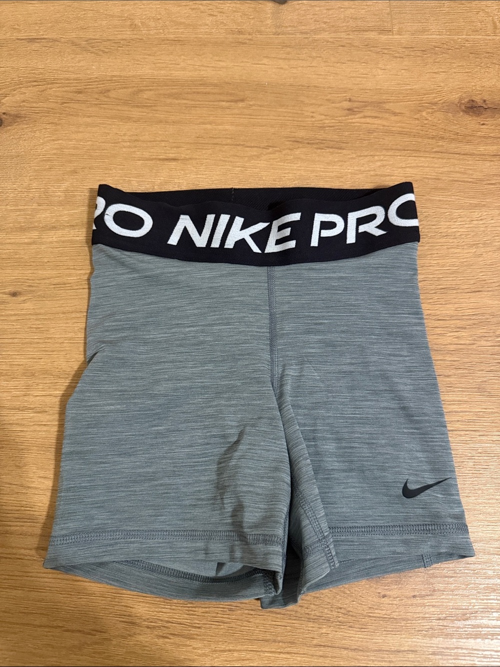 Nike Pro Grey Athletic Shorts with Black Waistband